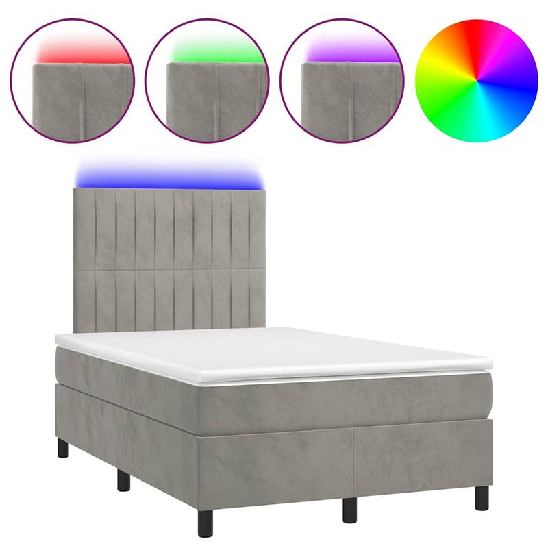 Foto van The living store bed - fluweel - 120x200 cm - led-verlichting