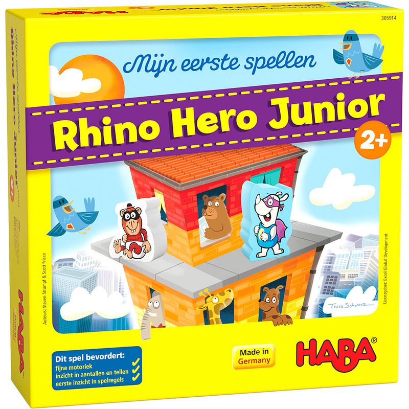 Foto van Haba spel mijn eerste spellen rhino hero junior (nl) karton/hout 18-delig