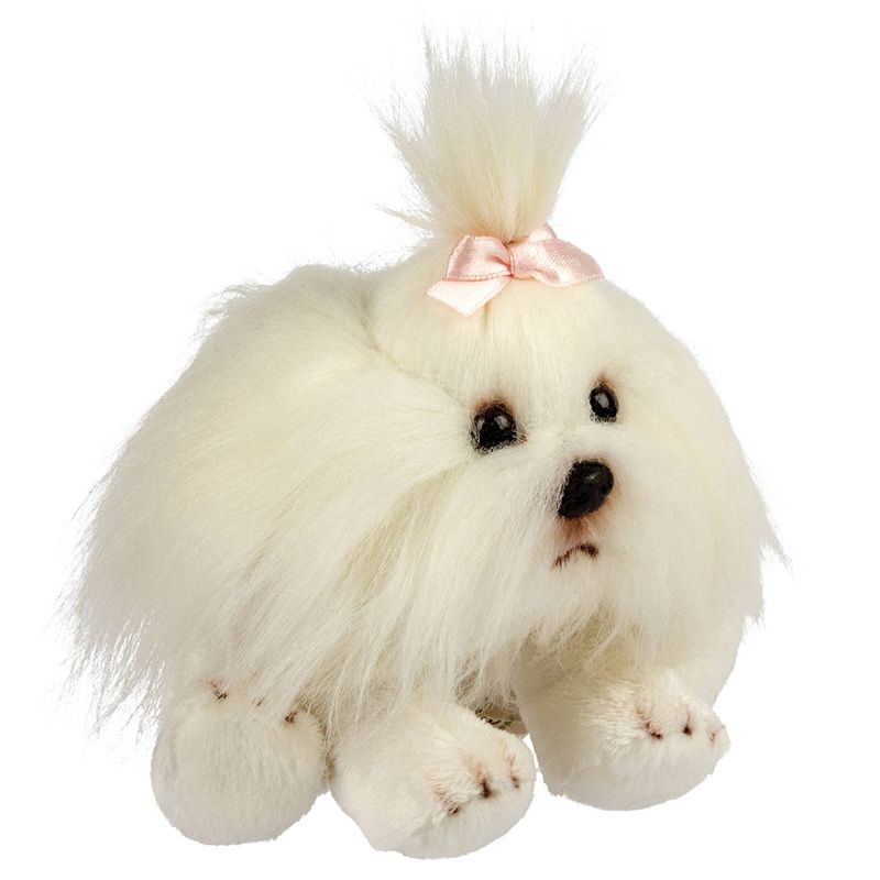 Foto van Suki gifts pluche knuffeldier hond - shih tzu - wit - 13 cm - huisdieren thema - knuffel huisdieren