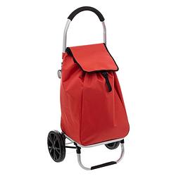 Foto van 5five boodschappen trolley tas met wielen - 51 liter - rood - 44x37x98 cm - het topmodel trolley - boodschappentrolleys