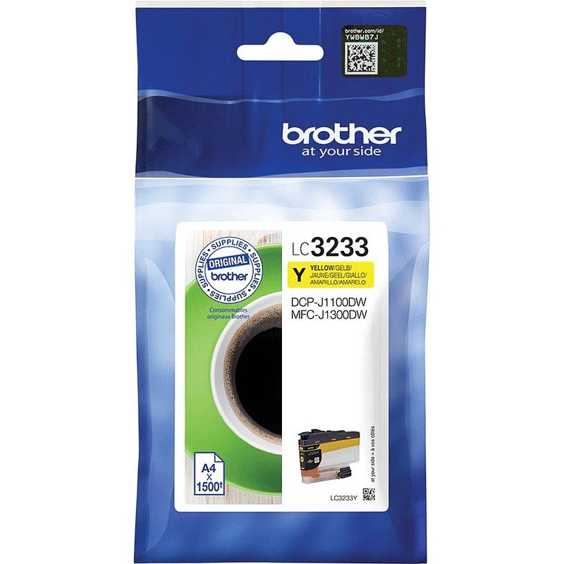 Foto van Brother inktcartridge, 1.500 pagina's, oem lc3233y, geel