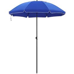 Foto van Acaza parasol 180 cm diameter, rond / achthoekige strandparasol, knikbaar, kantelbaar, met draagtas - blauw