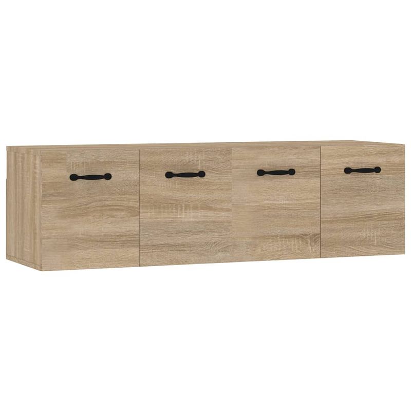 Foto van The living store wandkast - sonoma eiken - 80x35x36.5 cm - 2 vakken - hoogwaardig hout - eenvoudige wandmontage