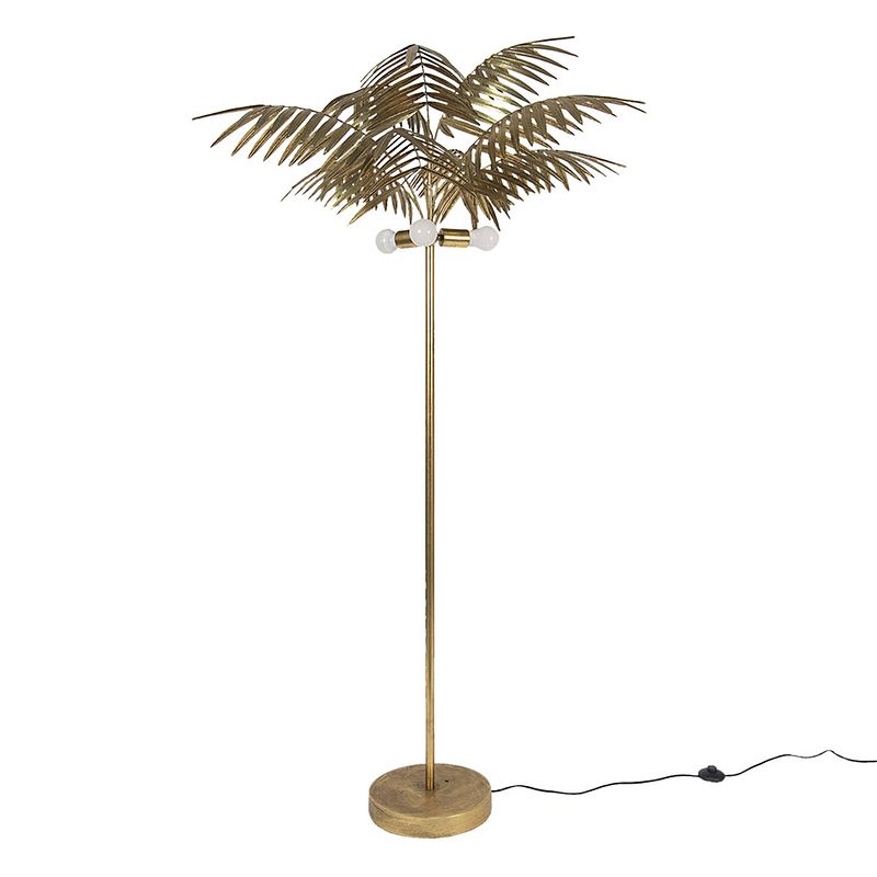 Foto van Clayre & eef vloerlamp palm ø 100*193 cm goudkleurig ijzer staande lamp staanlamp goudkleurig staande lamp staanlamp