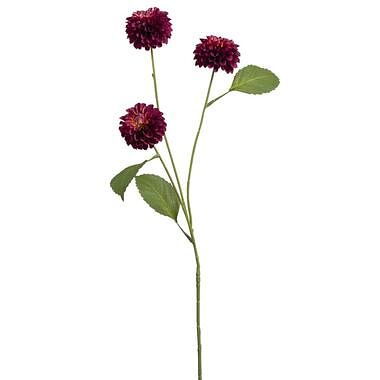 Foto van Kunstbloem dahlia pompon spray - rood - 68 cm - leen bakker