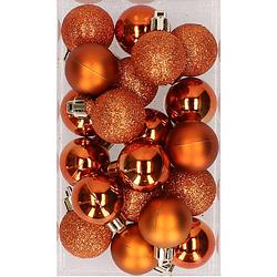 Foto van 20x stuks kunststof kerstballen oranje 3 cm mat/glans/glitter - kerstbal