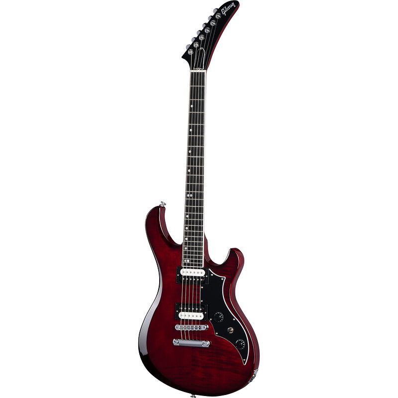 Foto van Gibson modern collection victory figured top wine red elektrische gitaar met koffer