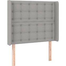 Foto van The living store boxspring bed - led - lichtgrijs - 203x103x118/128 cm - pocketvering matras - huidvriendelijk