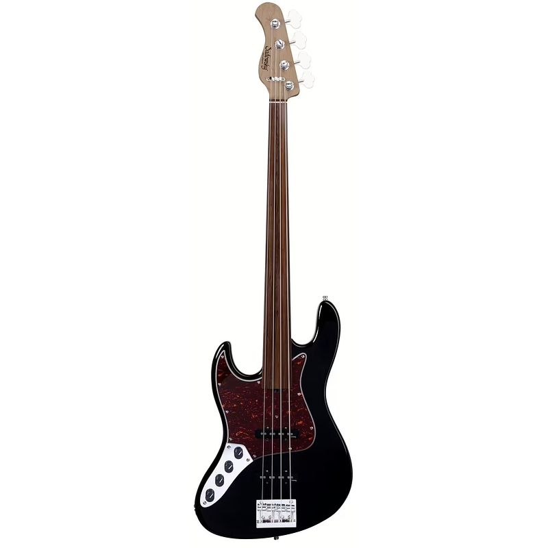 Foto van Sadowsky metroexpress vintage j/j bass morado solid black linkshandige fretloze elektrische basgitaar