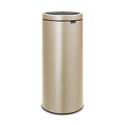 Foto van Brabantia touch bin flat top afvalemmer 30 liter met kunststof binnenemmer - metallic gold