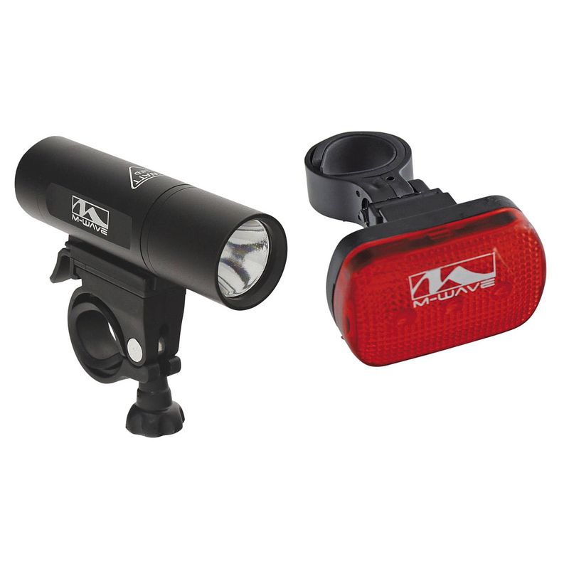 Foto van M-wave batterij lampen set atlas 22 zwart