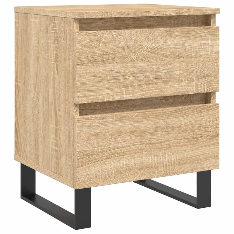 Foto van The living store nachtkastje sonoma eiken - 40 x 35 x 50 cm - duurzaam hout - 2 lades