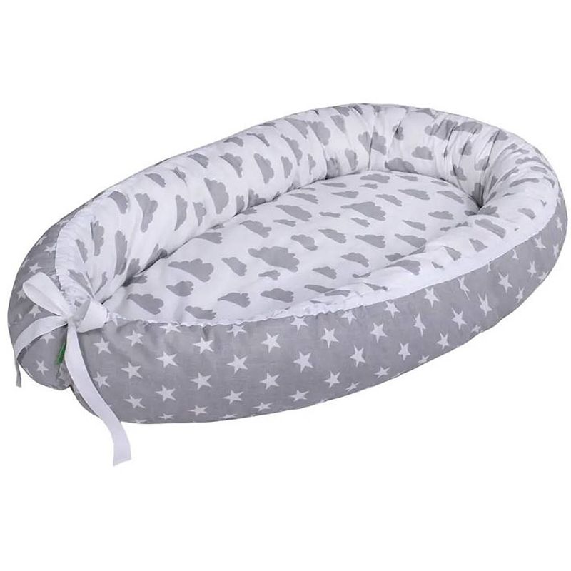 Foto van Lulando babynest sterren junior 80 x 45 cm polykatoen grijs/wit