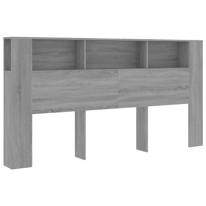 Foto van The living store hoofdbordkast - grijs sonoma eiken - 200 x 18.5 x 104.5 cm - bewerkt hout