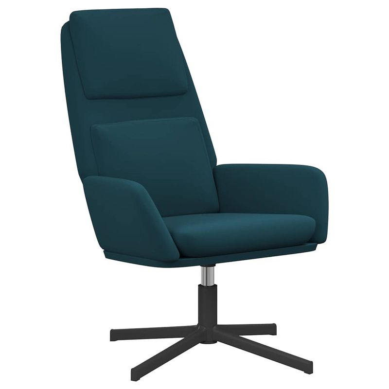 Foto van The living store relaxstoel fluweel blauw - fauteuil