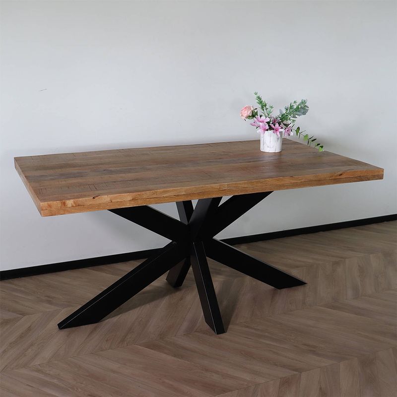 Foto van Eettafel langwerpig mangohout 160cm lichtbruin john langwerpige tafel duurzaam mango eetkamertafel