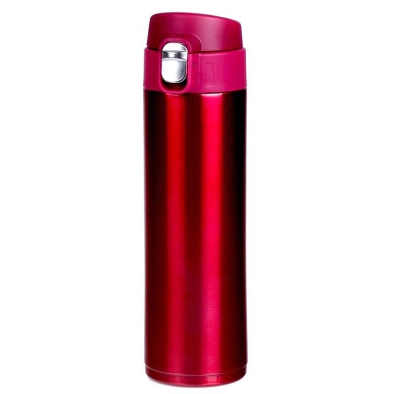 Foto van Rvs thermosfles / isoleerfles voor onderweg 450 ml fuchsia roze - thermosflessen