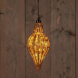 Foto van Anna'ss collection - b.o.t. glass ornament antique gold 10,5x21,5 cm 15led classic