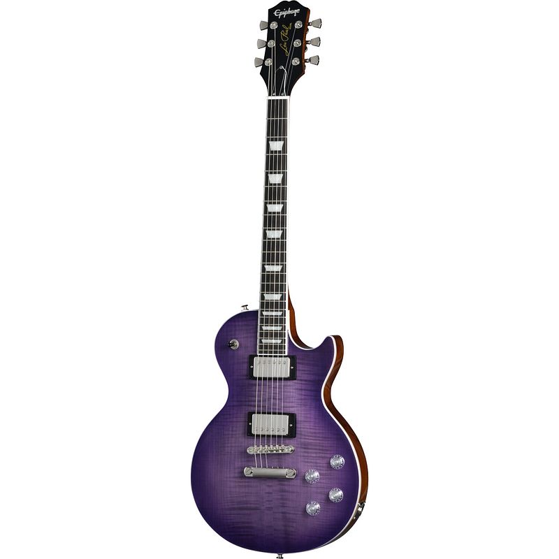 Foto van Epiphone les paul modern figured purple burst elektrische gitaar met premium gigbag