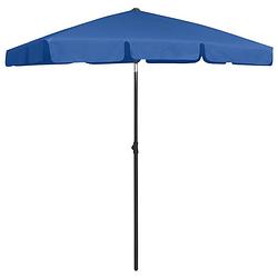 Foto van The living store strandparasol azuurblauw 180x120 cm - uv-beschermend - verstelbaar - windbestendig