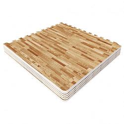 Foto van Sportschool vloer beschermingsmatten (6 matten + 12 eindstukken) houtkleur