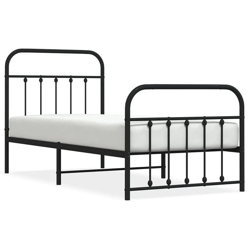 Foto van Vidaxl bedframe met hoofd- en voeteneinde metaal zwart 90x190 cm