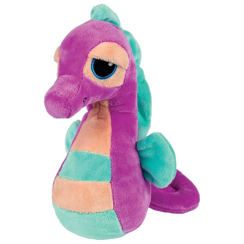 Foto van Suki gifts pluche zeepaardje knuffeldier - cute eyes - paars/blauw - 21 cm - knuffel zeedieren