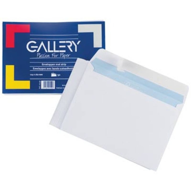 Foto van Gallery enveloppen ft 114 x 162 mm, stripsluiting, pak van 50 stuks