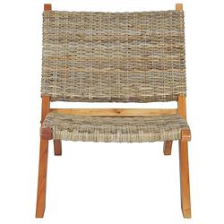 Foto van The living store kubu rattan relaxstoel - 60x77x70cm - natuurlijk kubu rattan - massief mahoniehout