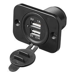 Foto van Proplus dubbele usb-inbouwdoos met frame 12/24 volt 29 mm