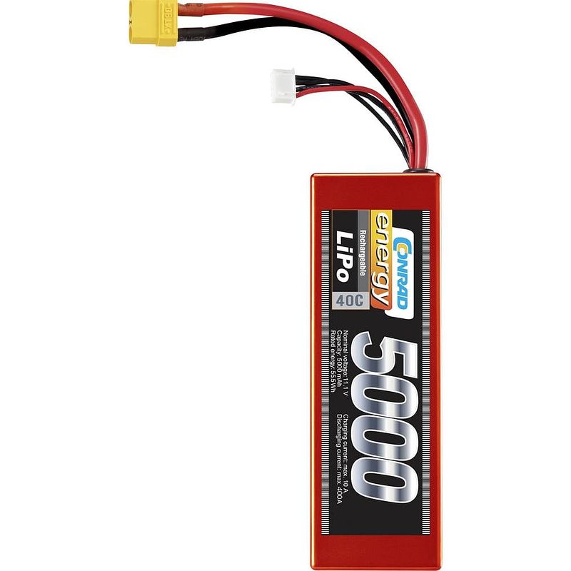 Foto van Conrad energy lipo accupack 11.1 v 5000 mah aantal cellen: 3 40 c hardcase xt90