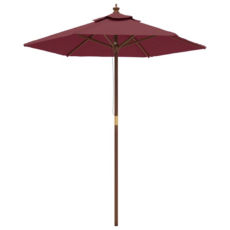 Foto van Vidaxl parasol met houten paal 196x231 cm bordeauxrood