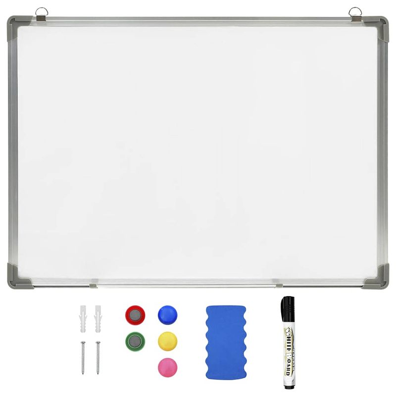 Foto van Vidaxl whiteboard magnetisch 70x50 cm staal wit