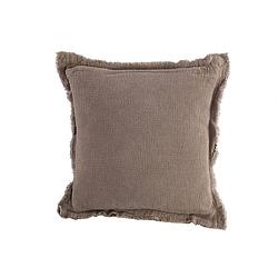 Foto van Ptmd indra brown fabric cushion with ruffles square