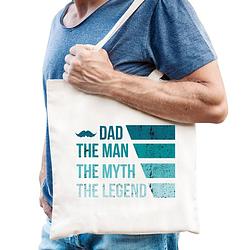 Foto van Dad the legend katoenen vader cadeau tasje wit voor heren - feest boodschappentassen