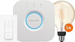 Foto van Philips hue filament white globe xl 5-pack startpakket