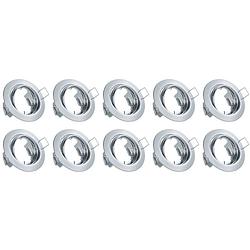 Foto van Spot armatuur 10 pack - trion - gu10 fitting - inbouw rond - glans chroom aluminium - kantelbaar ø83mm