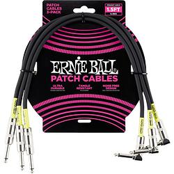 Foto van Ernie ball 6076 patchkabel haaks/recht 46 cm zwart (3 stuks)