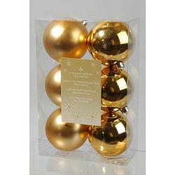 Foto van 4 stuks 6 kerstballen licht goud 80 mm