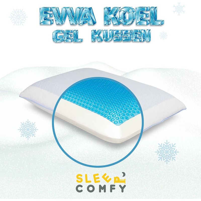 Foto van Sleep comfy - hoofdkussen - gel traagschuim hoofdkussen - geschikt voor rug-, zij-en buikslapers - evva 60x40x13 cm