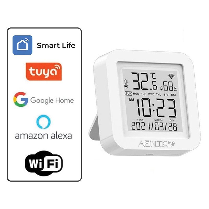 Foto van Smart life wifi thermometer / hygrometer inclusief datum & tijd - batterij versie -