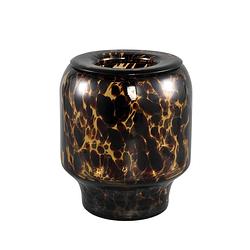 Foto van Ptmd vika brown glass vase dotted pattern round s