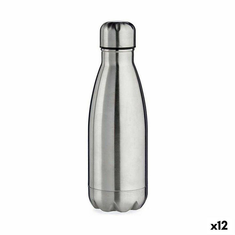 Foto van Thermos zilverkleurig roestvrij staal 350 ml (12 stuks)