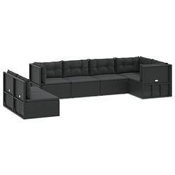 Foto van Vidaxl 7-delige loungeset met kussens poly rattan zwart