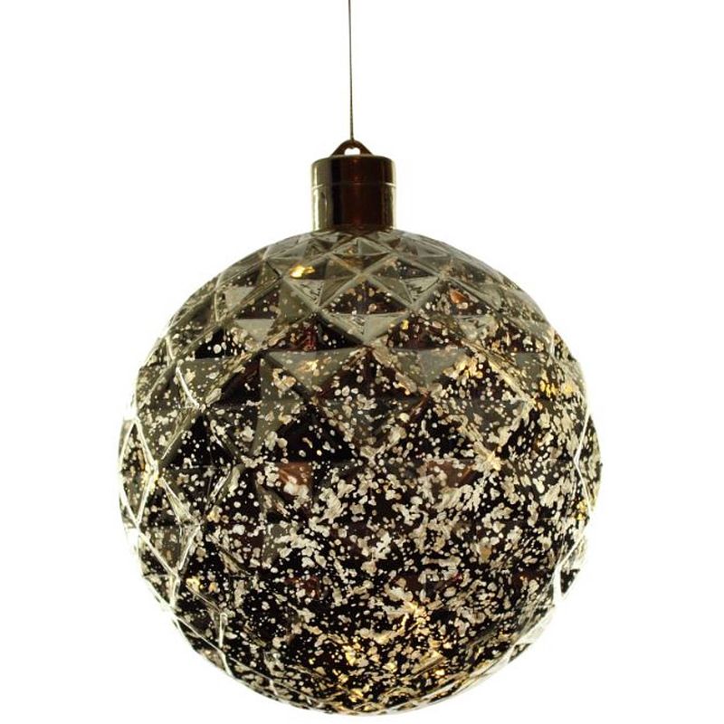 Foto van Peha kerstbal relief 10 led 15 cm goud