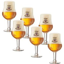 Foto van Tripel karmeliet bierglazen op voet 33cl set van 6 stuks - bier glas 0,33 l - 330 ml