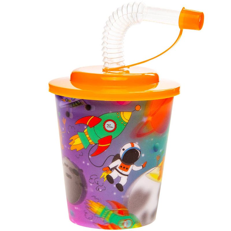 Foto van Decopatent® 12 stuks ruimte - space 3d drink beker met rietje en