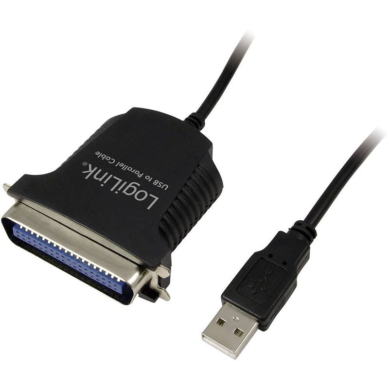 Foto van Logilink usb 1.1, parallel aansluitkabel [1x centronics-bus - 1x usb 1.1 stekker a] 1.70 m zwart