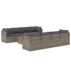 Foto van Vidaxl 9-delige loungeset met kussens poly rattan grijs