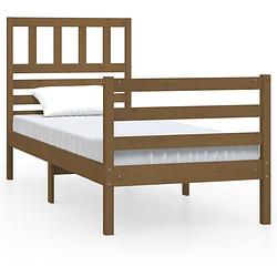 Foto van The living store bedframe grenenhout - honingbruin - 205.5 x 96 x 100 cm - geschikt voor matras 90 x 200 cm